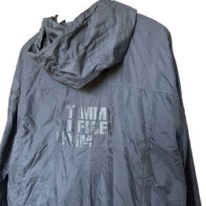VTG! 2000s Y2K Tommy Jeans Windbreaker Jacket Mens XL Black Hooded Full Zip Logo